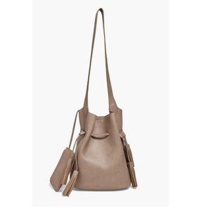 Drawstring Vegan Leather Bucket Bag